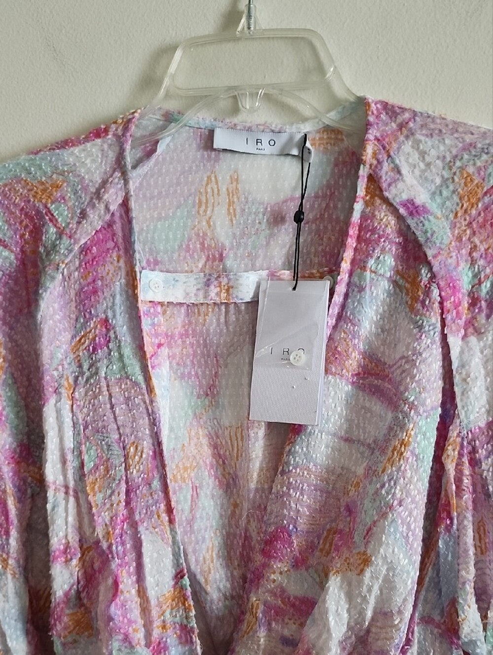 IRO Pastel Colorful Wrap Top Blouse Long Sleeve Lightweight Sz 34 Or XS - Picture 3 of 12